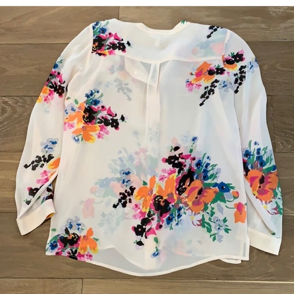 Joie Devitri Sheer, Chiffon, Silk Floral Blouse Medium - Picture 3 of 4